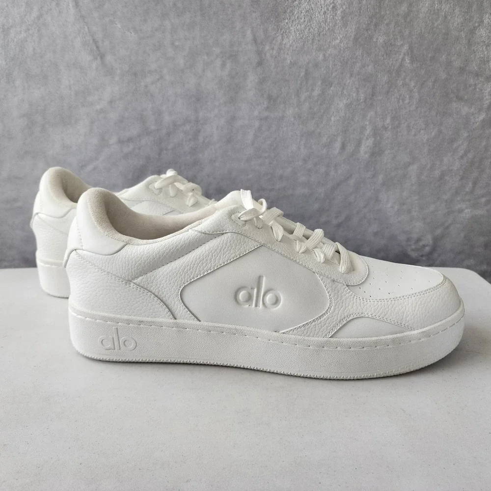 Alo Yoga Recovery Mode Sneakers Mens Size 16 White Vegan Leather Low Top A0685U